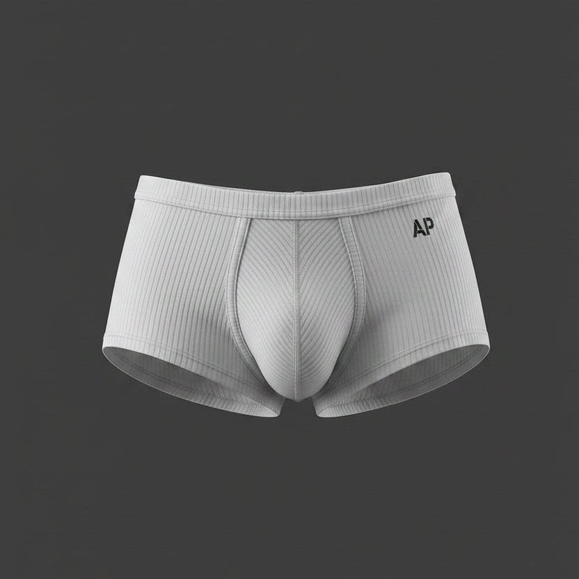 Boxer corto MORLEY color blanco. Vista frontal y posterior con copa anatómica y borde sin ribete. 