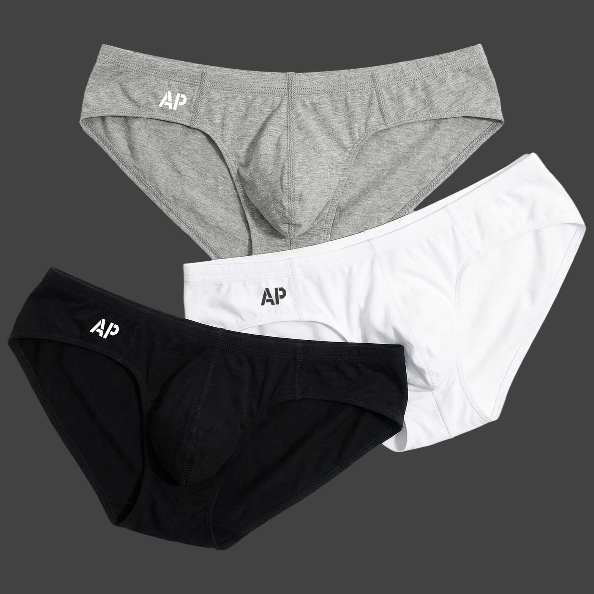 Pack slip standard basic x3 unidades colores gris melange blanco y negro ALEPADRON