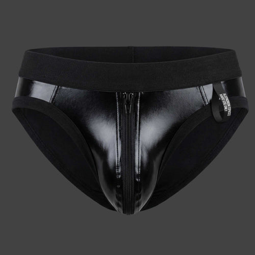 Shell brief vinilo cierre color negro vista frontal ALEPADRON