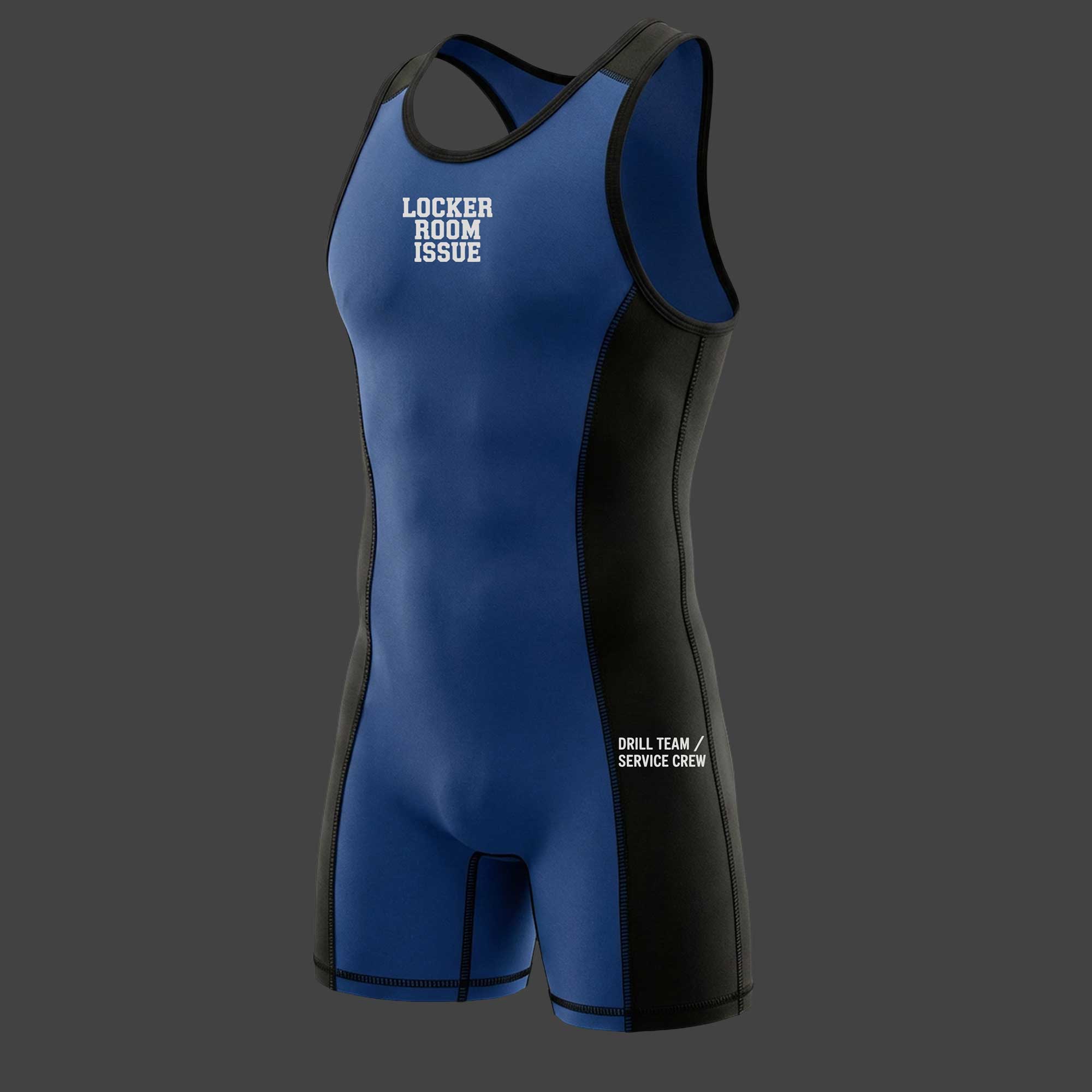 Singlet lucha varsity bicolor negro y azul vista frontal ALEPADRON