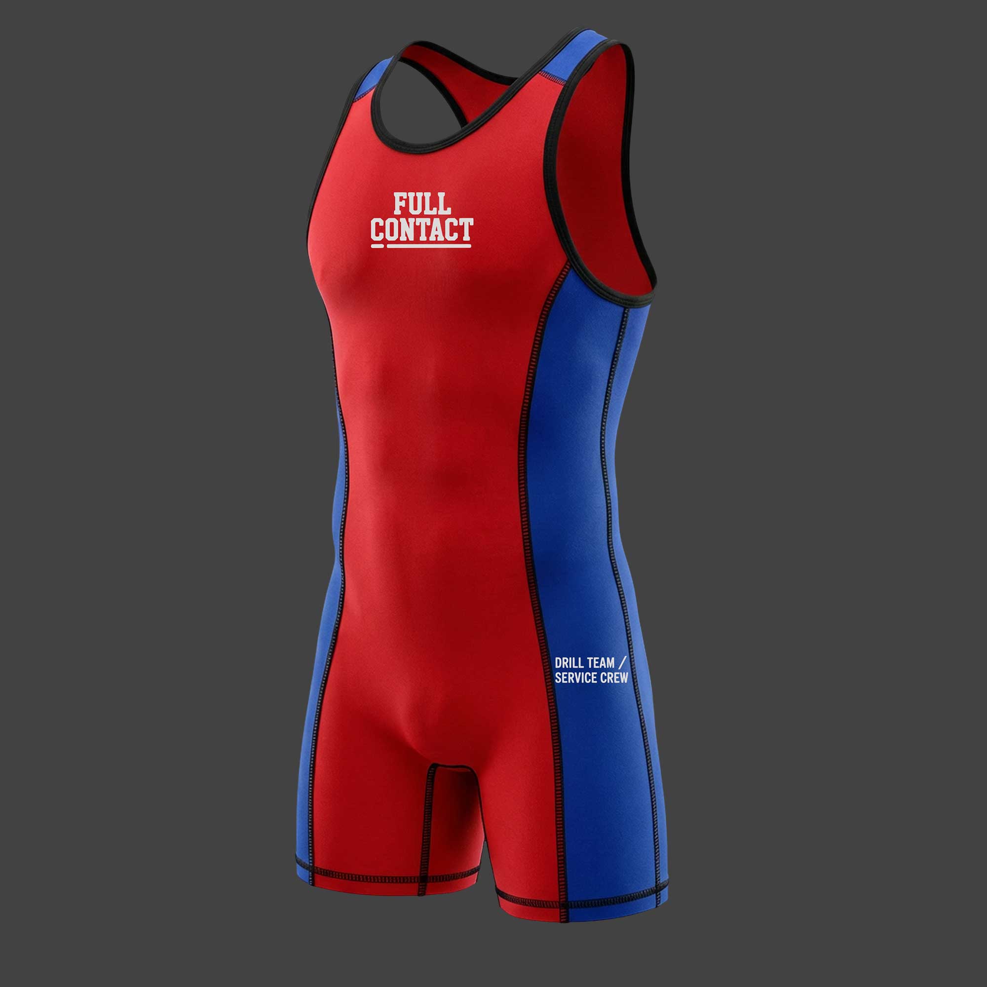 Singlet lucha varsity bicolor rojo y azul vista frontal ALEPADRON