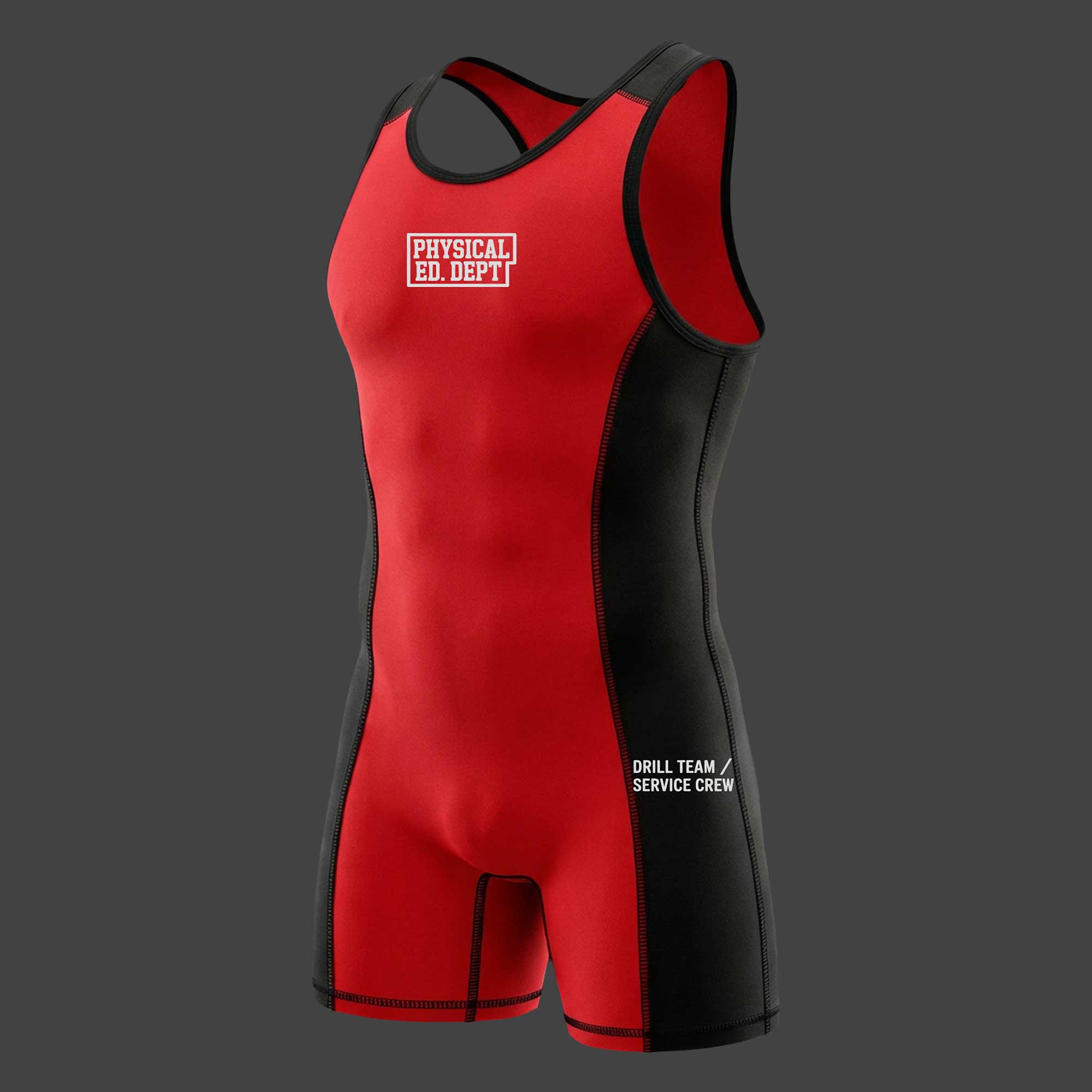 Singlet lucha varsity bicolor rojo y negro vista frontal ALEPADRON