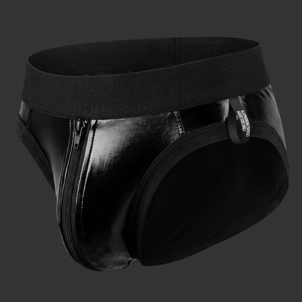SHELL BRIEF - VINILO CIERRE negro. Vista posterior con ajuste anatómico y estructura firme. Alepadron.