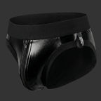 SHELL BRIEF - VINILO CIERRE negro. Vista posterior con ajuste anatómico y estructura firme. Alepadron.