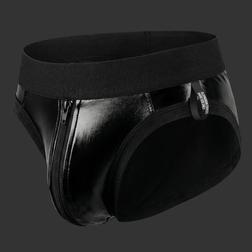 SHELL BRIEF - VINILO CIERRE negro. Vista posterior con ajuste anatómico y estructura firme. Alepadron.