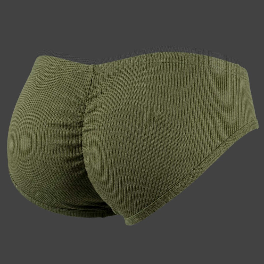 Vista trasera de slip con frunce color verde oliva para hombre ALEPADRON