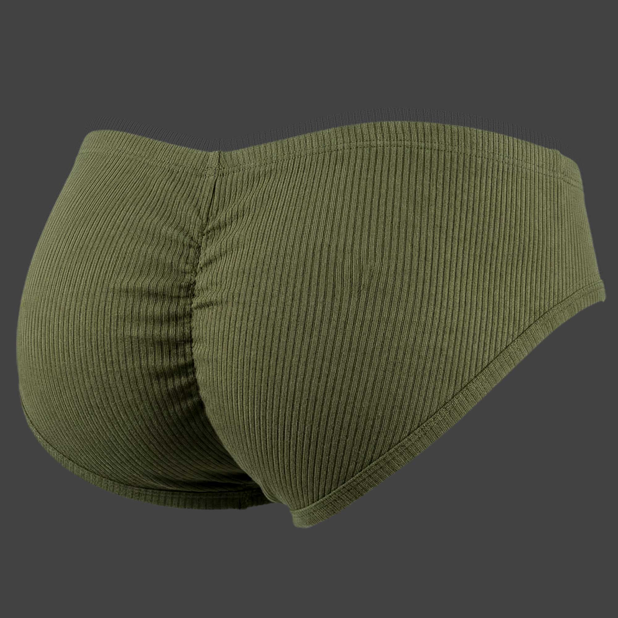 Vista trasera de slip con frunce color verde oliva para hombre ALEPADRON