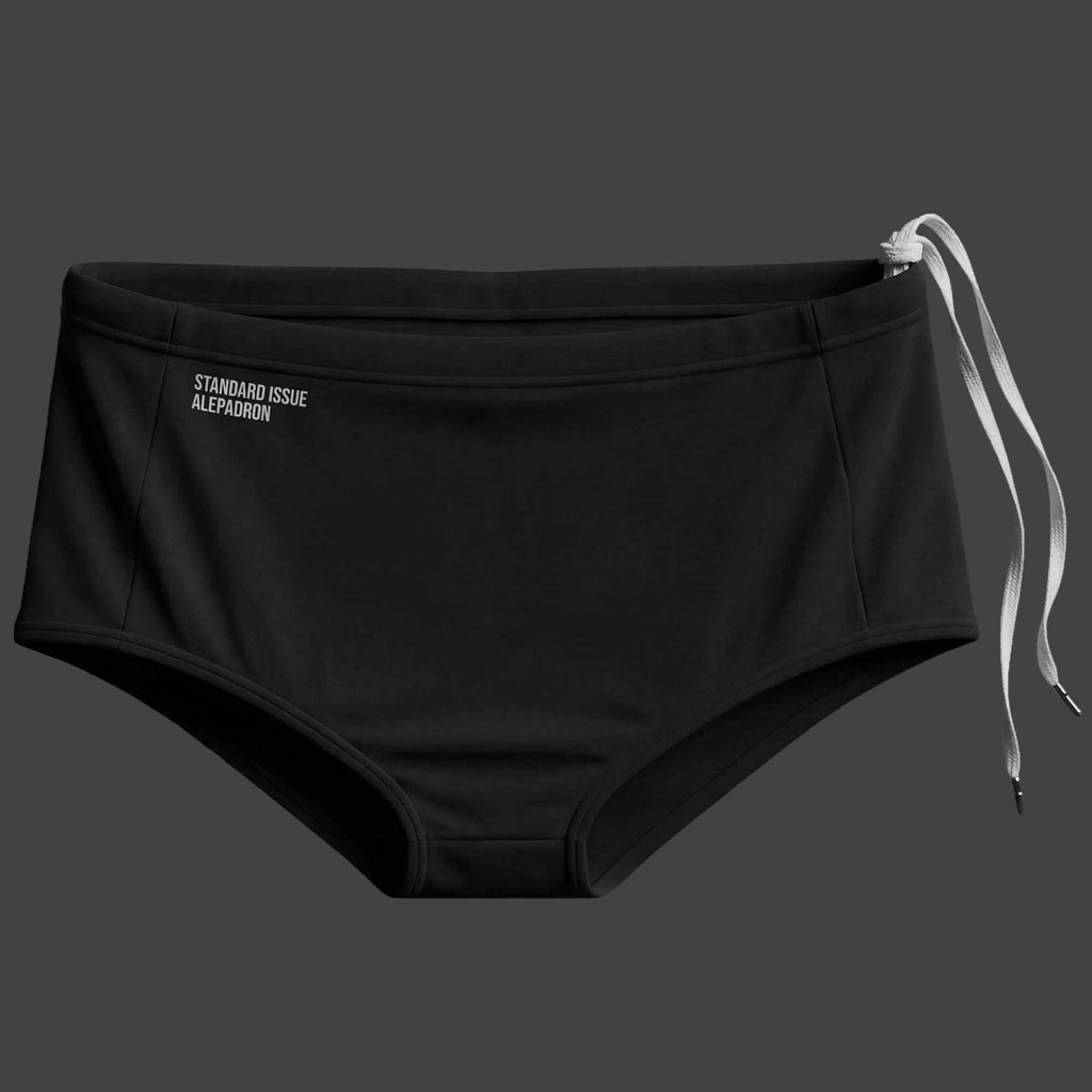 Sunga de corte cuadrado negra traje de baño para hombre ALEPADRON