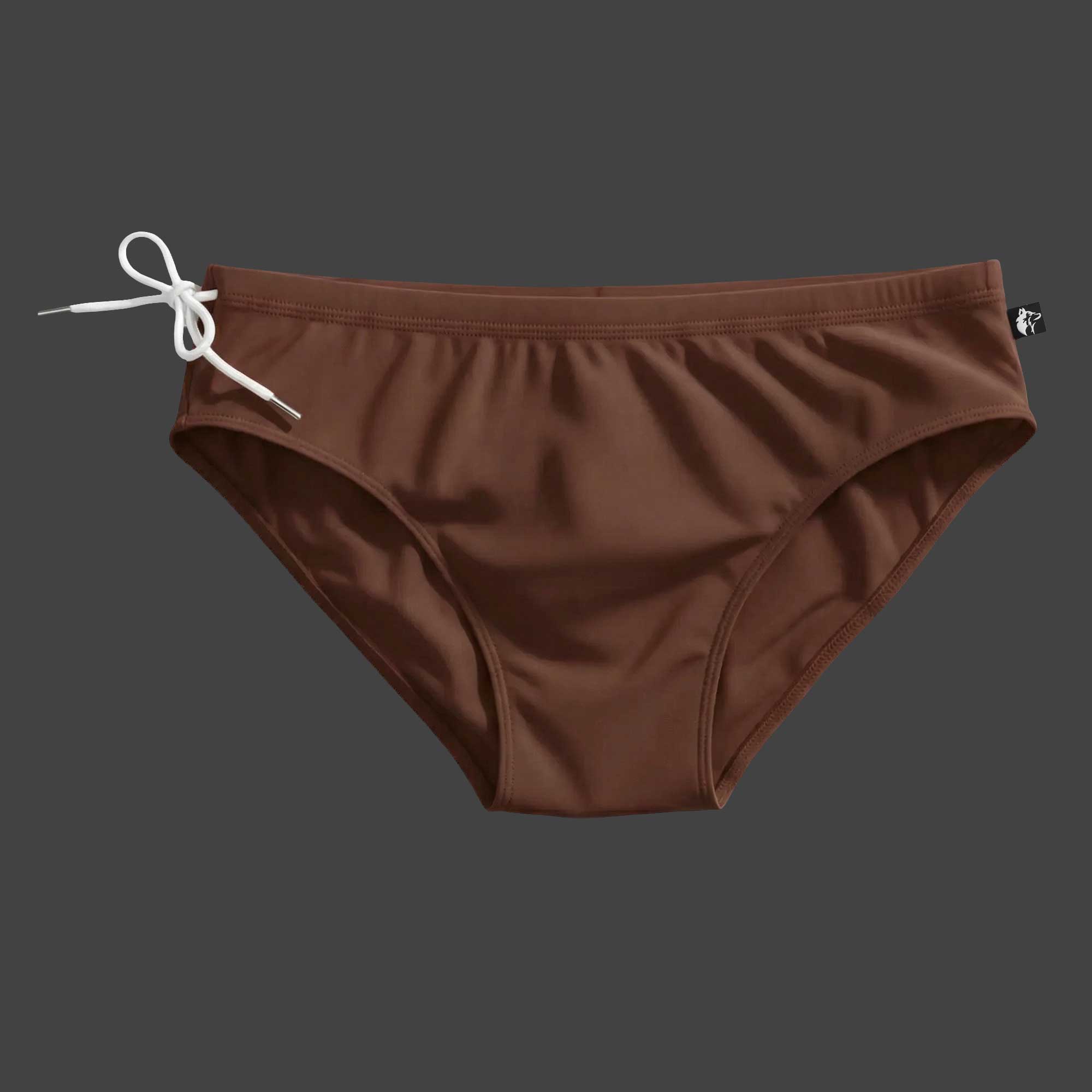 Sunga natación corte brasilero lycra color marrón ALEPADRON