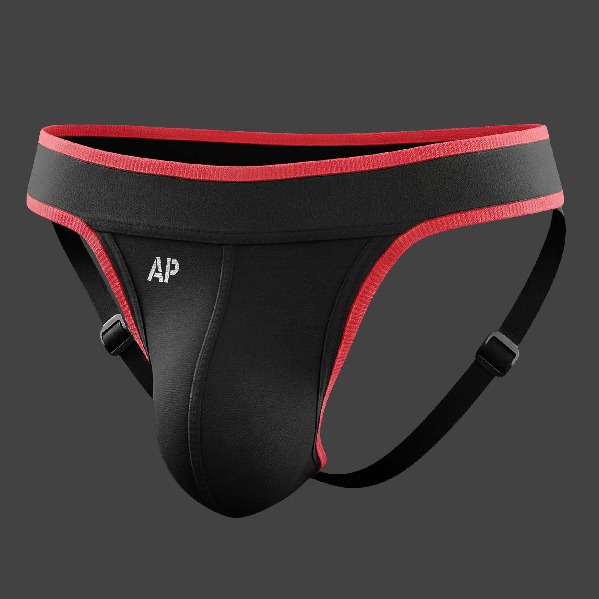 Suspensorio deportivo regulable Dash jockstrap color negro con rojo ALEPADRON
