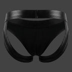 Suspensorio slip cuerina color negro vista trasera ALEPADRON