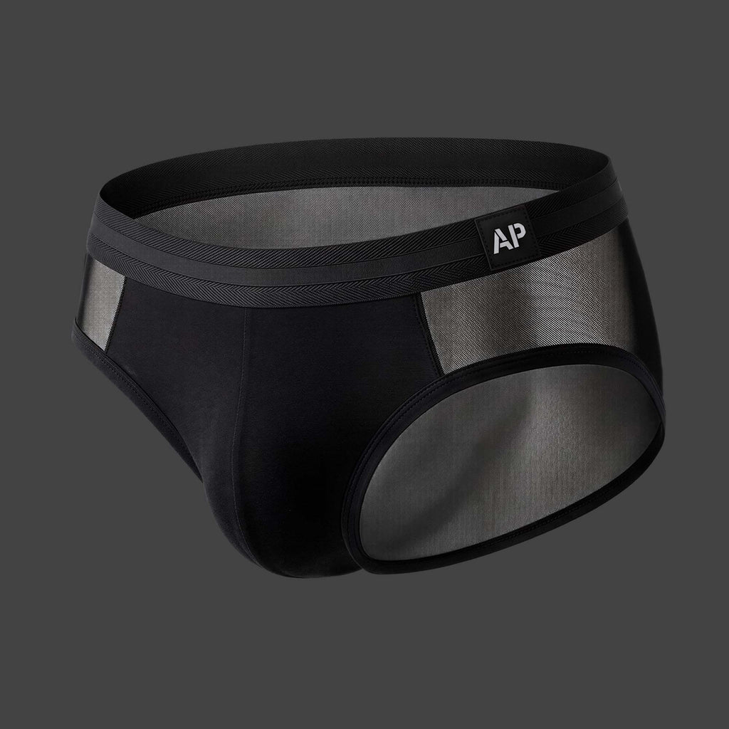 Slip Transparente AP color negro. Vista posterior ghost mannequin en tul transparente. Alepadron.