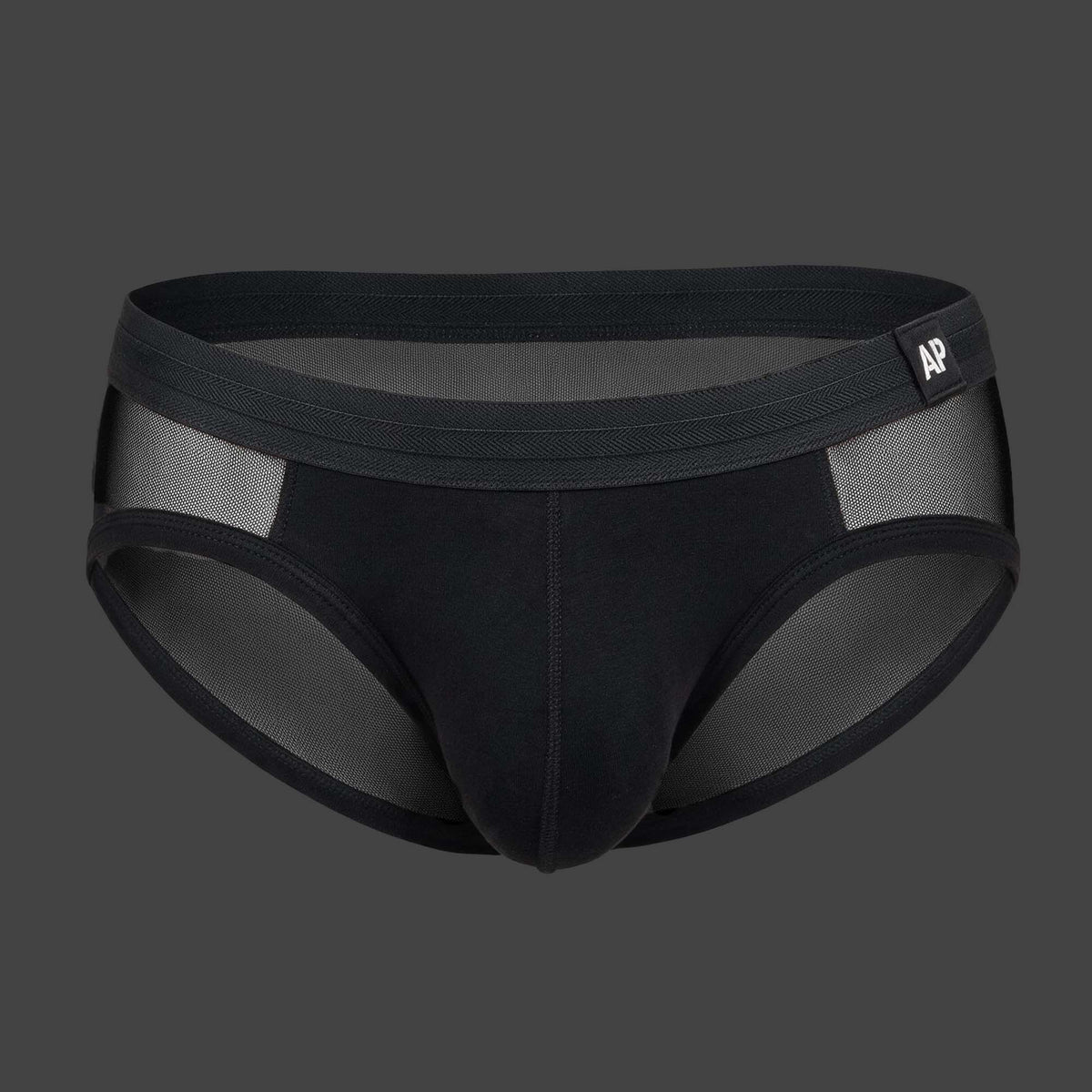 Slip Transparente AP color negro. Vista frontal ghost mannequin con panel opaco y laterales de tul transparente. Alepadron.